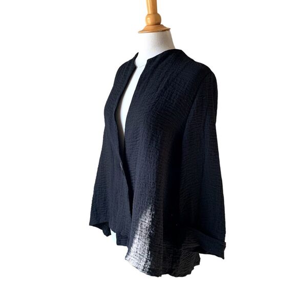 Lulu B Black Lagenlook Swing Jacket Blazer with Asymmetrical Hem - Large - Picture 5 of 9